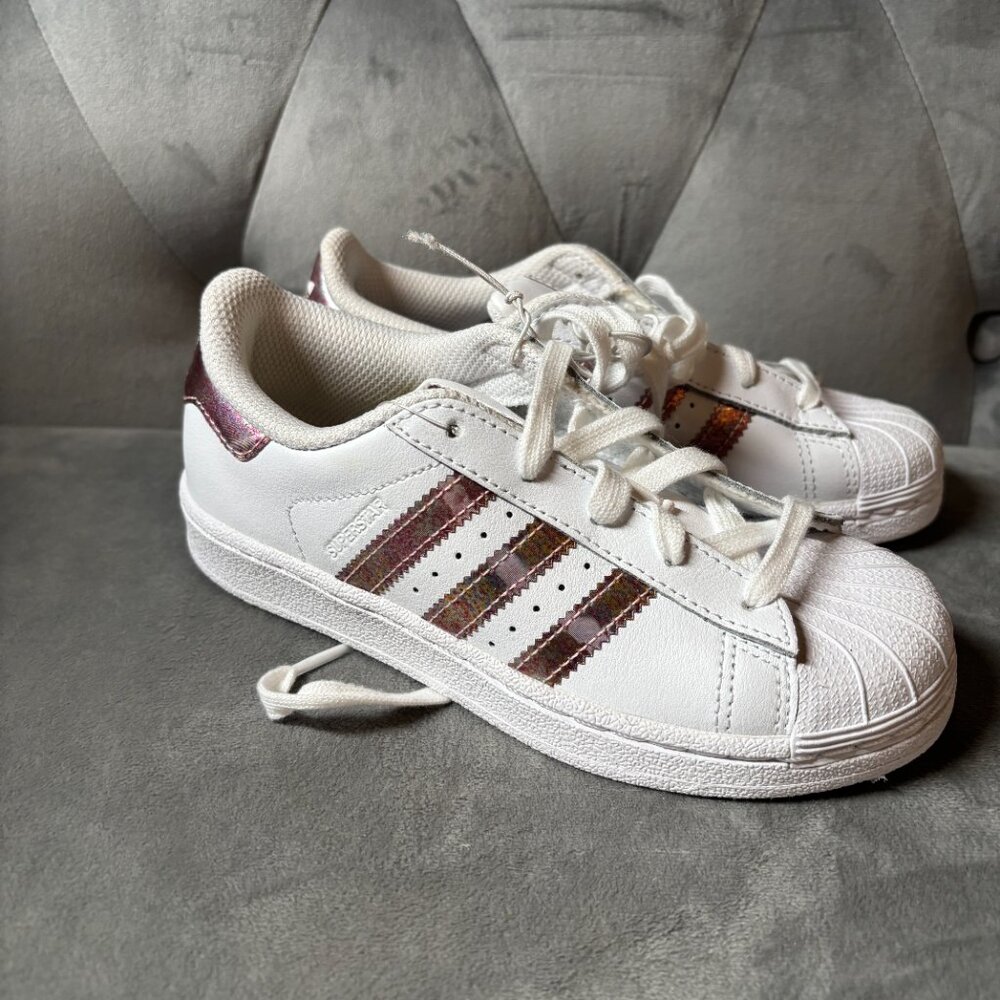 Adidas Superstar Ortholite‎ White Pink Metallic Sneaker Shoes Size 13K NEW